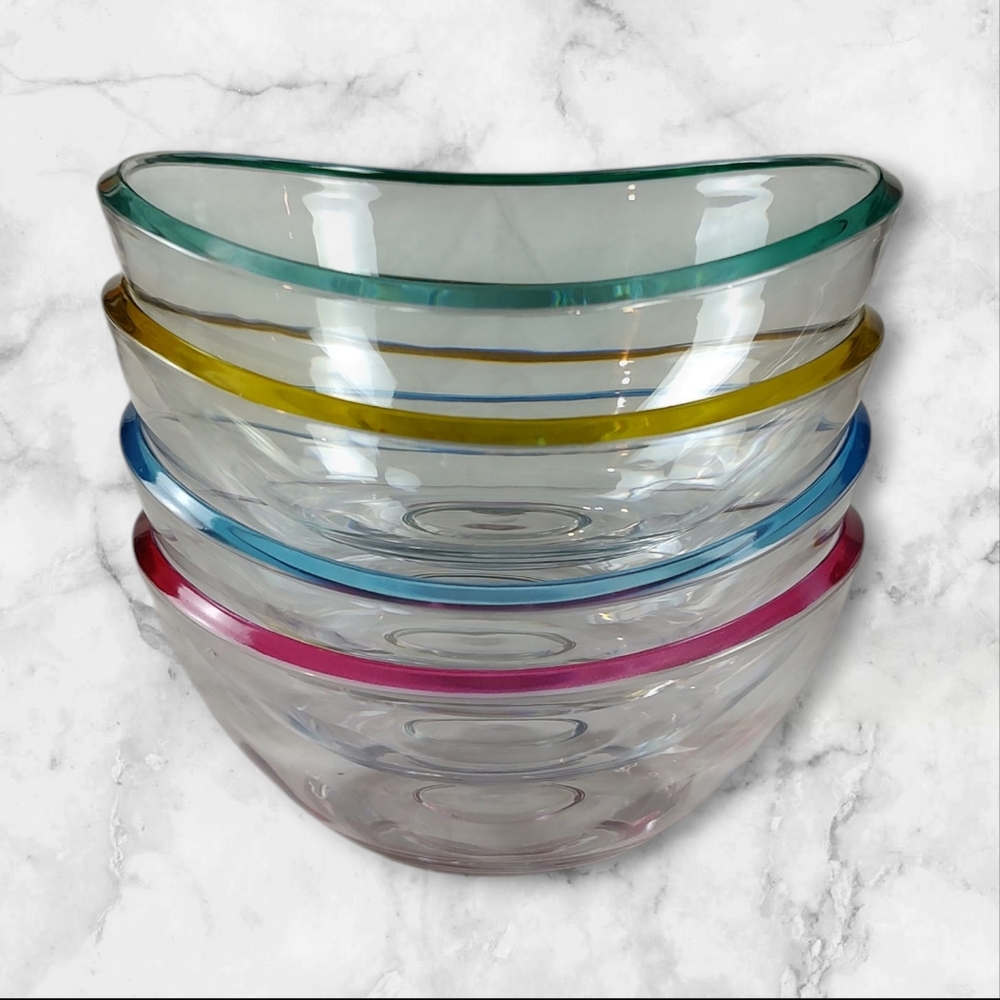 Frontgate 4pc Polycarbonate Ice Cream Bowls Colored Rim